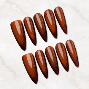 Molten Amber Cat Eye Press-On Nails - Aninail