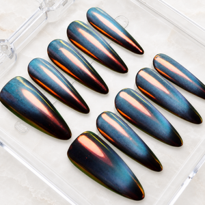Sunset Chrome Cat Eye Press-On Nails - Aninail