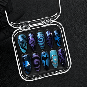 Moonlit Whiskers Halloween Almond Press-On Nails - Aninail