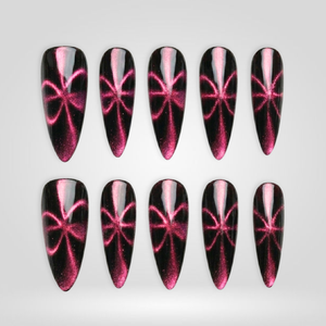 Pink Bow Cat Eye Press-On Nails - Aninail