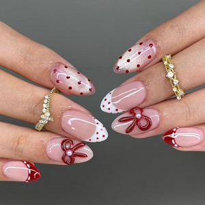 Poka Dot Bow Designs Press-On Nails - Aninail