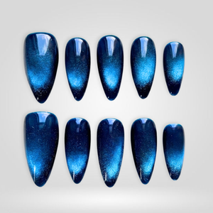 Blue Galaxy Cat Eye Press-On Nails - Aninail