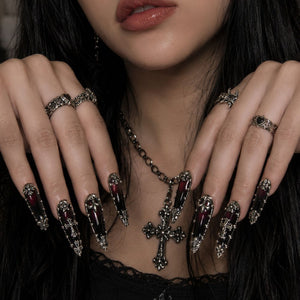 Scarlet Vow Gothic Press-On Nails - Aninail