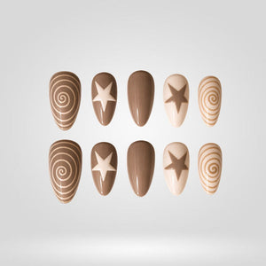 Taupe Stardust Press-On Nails - Aninail