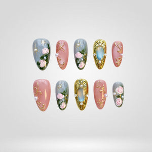 Moon Garden 3D Floral Press-On Nails - Aninail