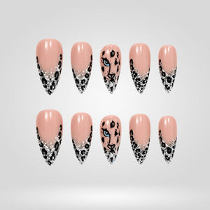 Blush Leopard 3D Floral Press-On Nails - Aninail