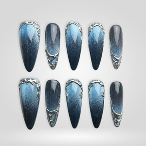 Steel Ocean Chrome Press-On Nails - Aninail