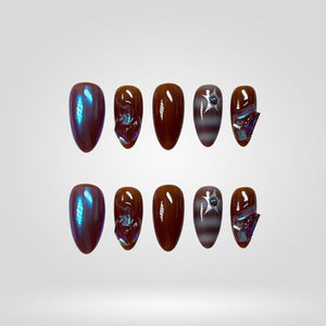 Mystic Wine 3D Floral Press-On Nails - Aninail
