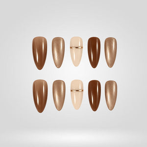 Latte Muse Almond Press-On Nails - Aninail