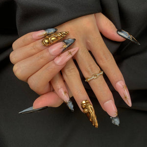 Royal Flame 3D Chrome Press-On Nails - Aninail