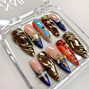 Cross & Crown 3D Press-On Nails - Aninail