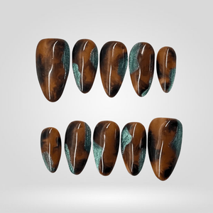 Mocha Mist Marble Press-On Nails - Aninail