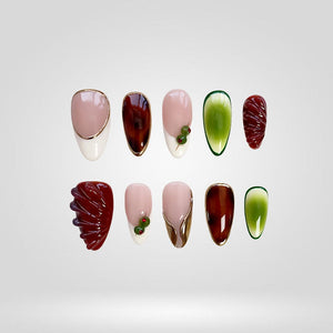 Olive Cherry 3D Press-On Nails - Aninail