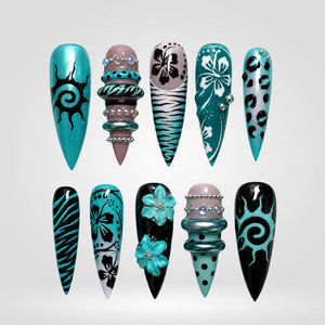 Aqua Rebel Y2K Press-On Nails - Aninail