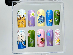 Adventure Time Press On Nails | Finn Jake BMO Fake nails | Cosplay Nail Art | Jake the Dog Kawaii Nails | Cute Cartoon Nails | OB942YC