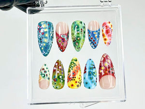 Color Splash Press On Nails | Abstract Colorful Nail Art | Festival Confetti Press Ons | Multi Color Fake nails | Festival Nails | OB958YC