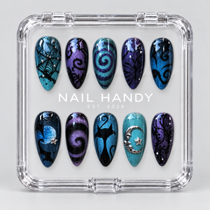 Moonlit Whiskers Halloween Almond Press-On Nails - Aninail