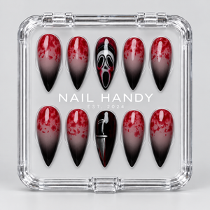 Midnight Panic Halloween Almond Press-On Nails - Aninail