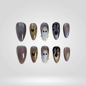 Smoky Ghost Halloween Press-On Nails - Aninail