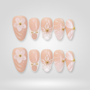Aurora Soft Floral Press-On Nails - Aninail