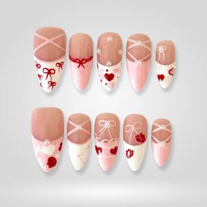 Sweet Ribbon Valentine Press-On Nails - Aninail