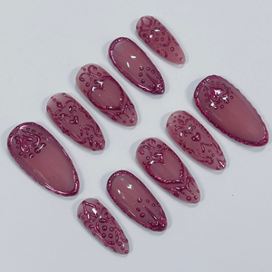 Chrome Empress Press On Nails| Handmade 3D False Nails| Edgy Nails for Birthday Party Holiday,Vacation , Gift for Her OB797L
