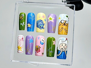 Adventure Time Press On Nails | Finn Jake BMO Fake nails | Cosplay Nail Art | Jake the Dog Kawaii Nails | Cute Cartoon Nails | OB942YC