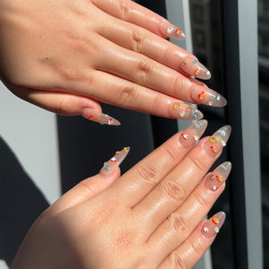 3D Fish Press On Nails | Cute Aquarium Almond Nails | Handpainted Ocean Jelly Fake Nails | Summer Beach Vacation Reusable Nails Gift|OB400LK