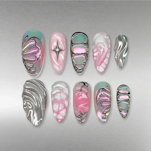 Metallic Vibe Chrome Press-On Nails - Aninail