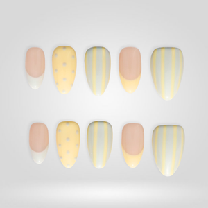Lemon Sorbet Pastel Stripe Press-On Nails - Aninail