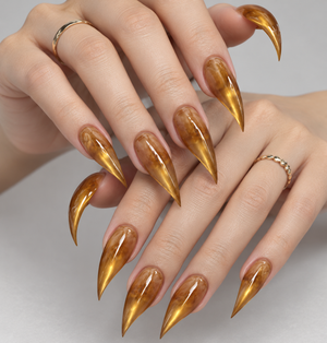 Amber Fang Claw Press-On Nails - Aninail