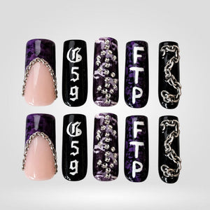 Purple Grunge Press-On Nails – Square - Aninail