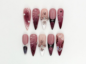 Combo Colorful Floral Press On Nails | Pastel Garden Nail Art | Flower & Butterfly Designs | Bestseller Nails | Floral Collection | OB998H