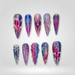 Metallic Flame Abstract 3D Press-On Nails - Aninail