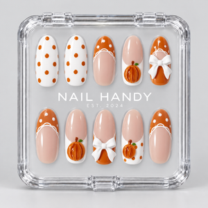 Pumpkin Picnic Halloween Almond Press-On Nails - Aninail