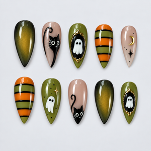 Olive Oddities Halloween Almond Press-On Nails - Aninail
