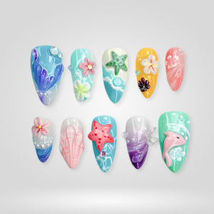 Seaside Muse Koi Ocean Press-On Nails - Aninail