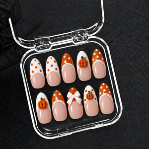 Pumpkin Picnic Halloween Almond Press-On Nails - Aninail