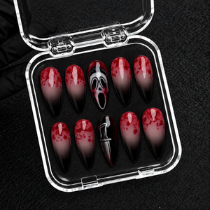 Midnight Panic Halloween Almond Press-On Nails - Aninail