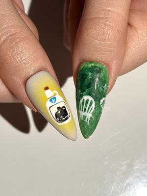 Tropical Vacation Press On Nails | 3D Beach Frog Nails | Puerto Summer Nail Art | Colorful Travel Press Ons | Handmade Nails | OB315HC