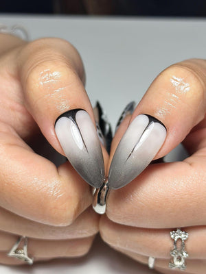 3D Monochrome Flora Nails | Reptile Print & Velvet Knit Press Ons | Luxury Gothic Minimalism Stiletto Art | OC1343IC