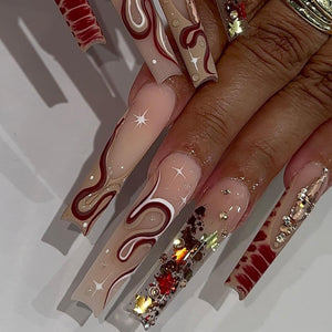 Molten Gold Chocolate Swirl Press-On Nails - Aninail