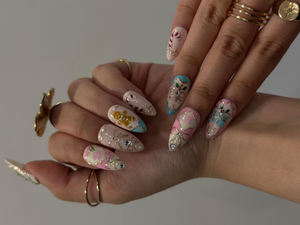 Pink Pastel Christmas Press On Nails | Pastel | Gingerbread & Candy Cane Nails | Pink Christmas Press Ons | Cute Festive Design | OB218HC