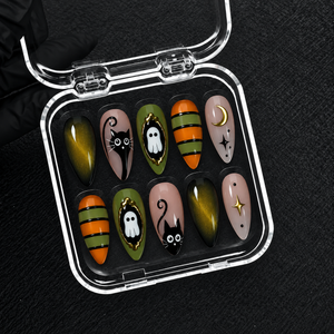 Olive Oddities Halloween Almond Press-On Nails - Aninail