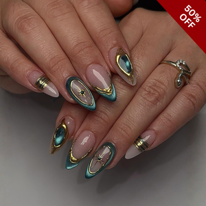 Golden Whisper Pearl Floral Press-On Nails - Aninail