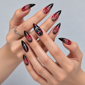 Midnight Panic Halloween Almond Press-On Nails - Aninail