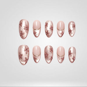 Mauve Lace 3D Floral Press-On Nails - Aninail