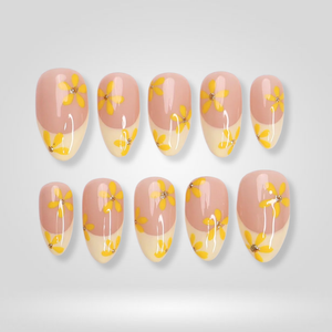 Sunny Bloom Yellow Floral Press-On Nails - Aninail