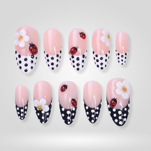 Lady Bloom French Tip Press-On Nails - Aninail