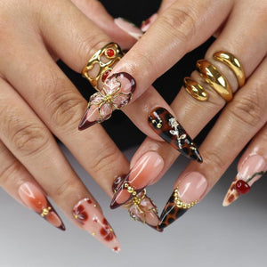 Autumn Rose 3D Floral Press-On Nails - Aninail
